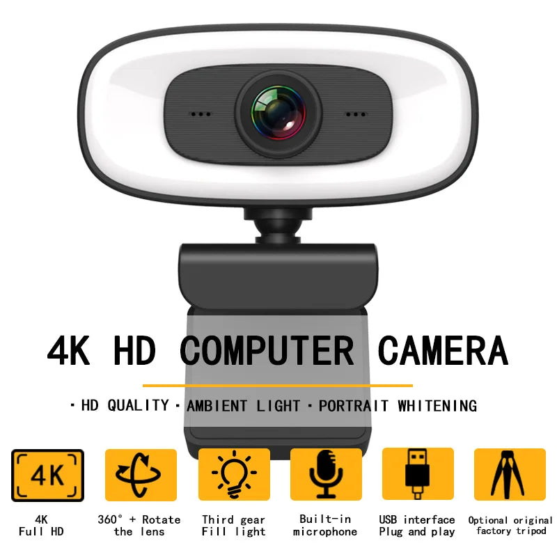 Webcam 4K 1080P Mini Camera 2K Full HD Webcam with Microphone 15-30Fps USB Web Cam for Youtube PC Laptop Video Shooting Camera