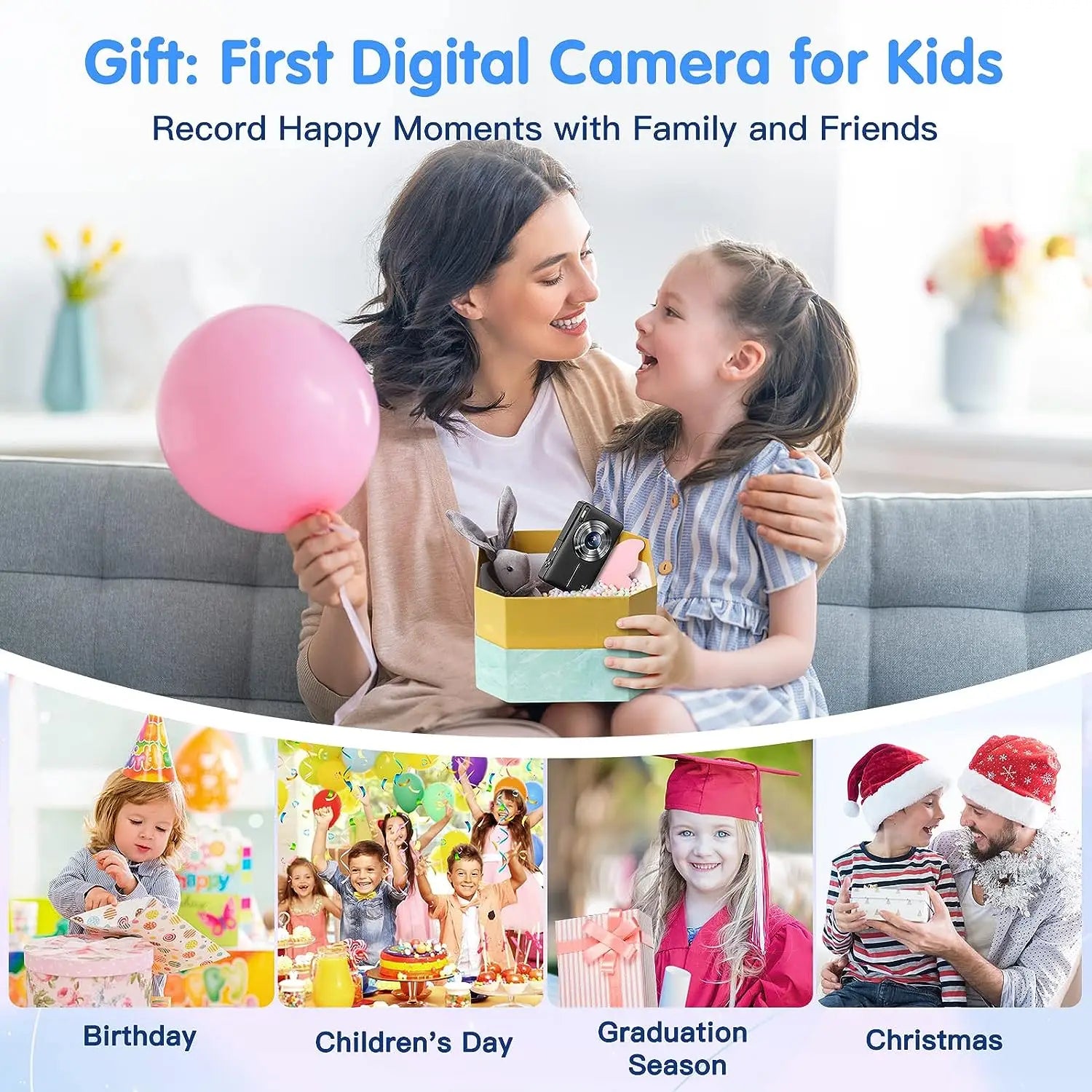 Digital Camera Children Camera for Children Camcorder with 16X Zoom Compact Cameras 1080P 44MP Cameras for Beginner Photography