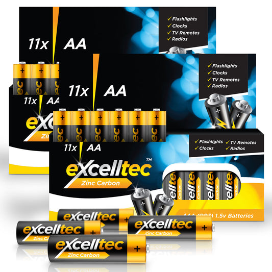 22 Excelltec AA AAA Batteries | 1000Mah 1.5V Heavy Duty Battery Long Expiry Life