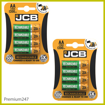 JCB Rechargeable Batteries AA AAA Nimh Pre Charged 1200 2400 900Mah NEW UK