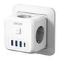 Wall Socket Extender with 3 AC Outlets 3 USB Ports And1 Type C 7-In-1 EU Plug Charger On/Off Switch for Home