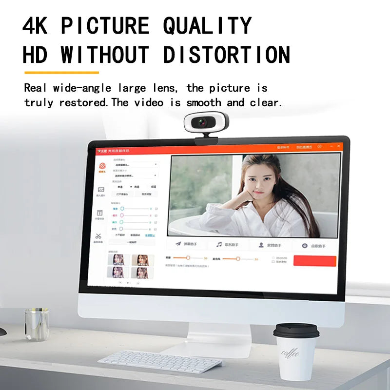 Webcam 4K 1080P Mini Camera 2K Full HD Webcam with Microphone 15-30Fps USB Web Cam for Youtube PC Laptop Video Shooting Camera