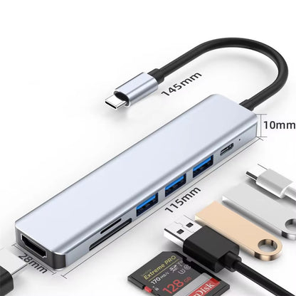 7 in 1 Type C Usb Hub Seven in One Type C 4K 30Hz Usb Splitter Supports All Type C Channel Computers to Usb Compatible with Hdmi