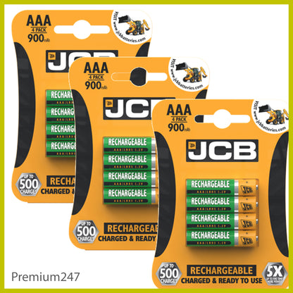 JCB Rechargeable Batteries AA AAA Nimh Pre Charged 1200 2400 900Mah NEW UK