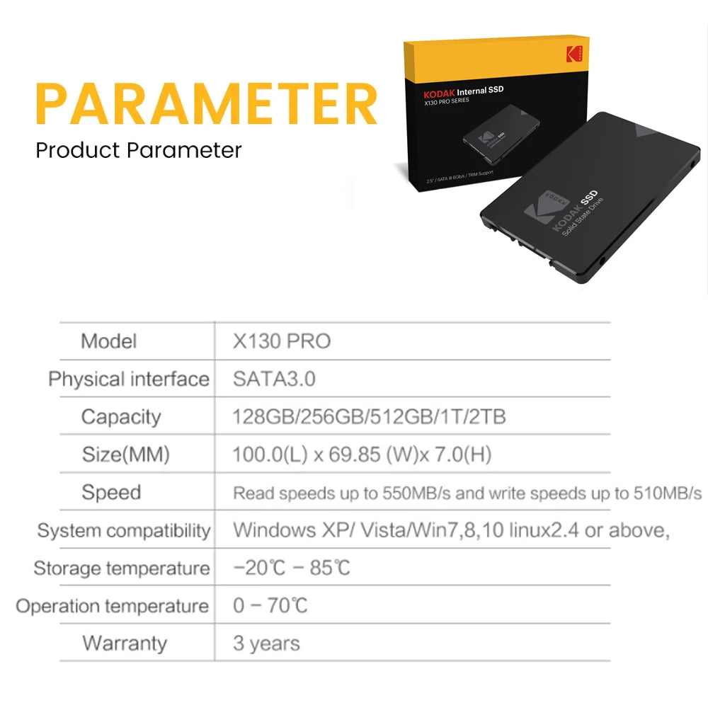 X130 PRO SSD Hard Disk Drive 128GB 256GB 512GB 1TB Hdd 2.5 SATA3.0 Disk Internal Hard Drive for Laptop Computer