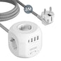 EU Plug Power Strip Cube with 4 AC Outlets 3 USB Port 1 Type C 3M Braided Cable Multi Socketr with Switch for Home