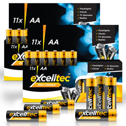 22 Excelltec AA AAA Batteries | 1000Mah 1.5V Heavy Duty Battery Long Expiry Life