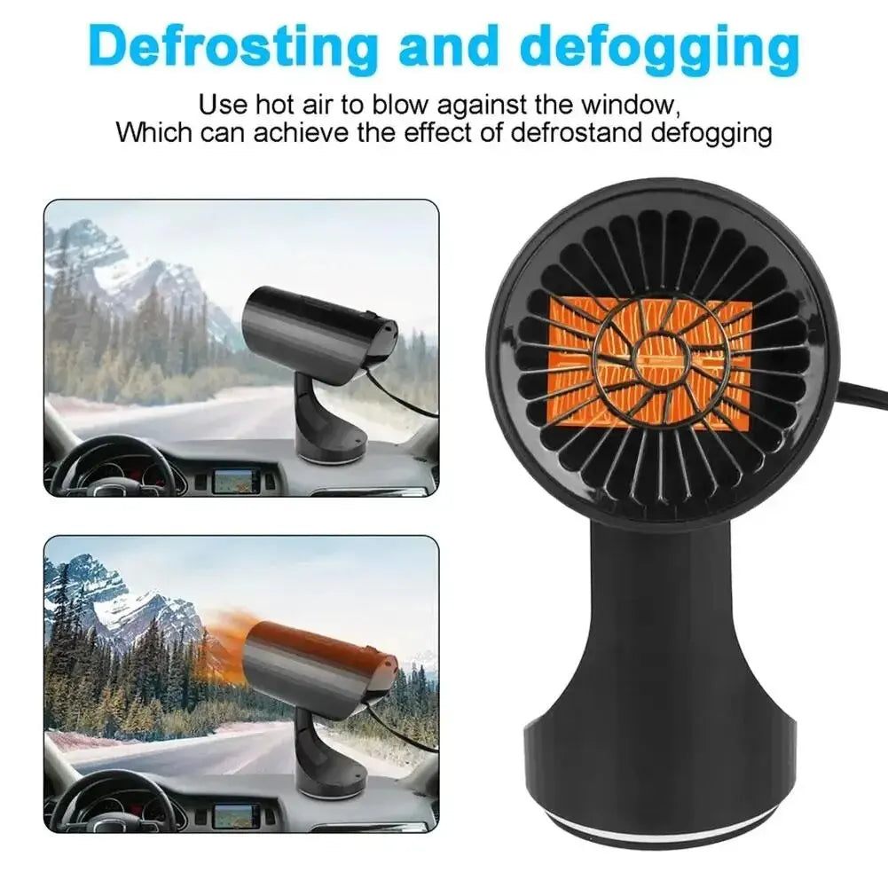 12V Portable Electric Car Fast Heater Heating Cooling Fan Warmer Wind Defrosting Black ABS Snow Demister Defroster Car Interior