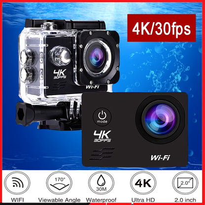 Action Camera Q1 Ultra HD 4K30FPS 16.0MP Wi-Fi 2.0" Screen 170D DVR Webcam Underwater 30M Helmet Video Recording Sport Camera