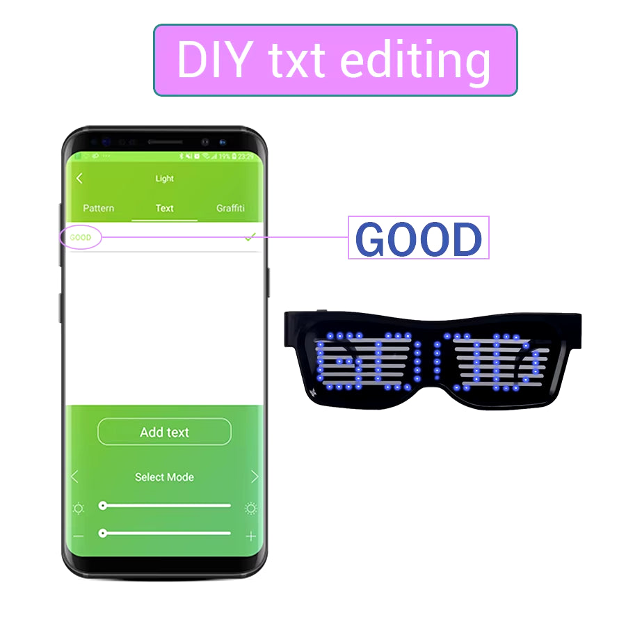 Magic Bluetooth LED Party Glasses APP Control Luminous Glasses EMD DJ Electric Syllables Glow Party Supplies Drop Shipping