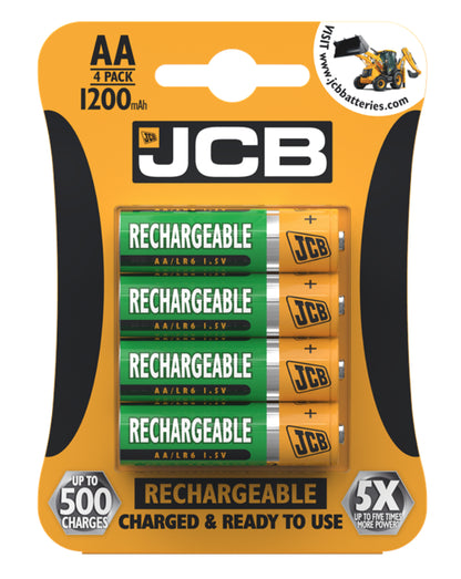 JCB Rechargeable Batteries AA AAA Nimh Pre Charged 1200 2400 900Mah NEW UK