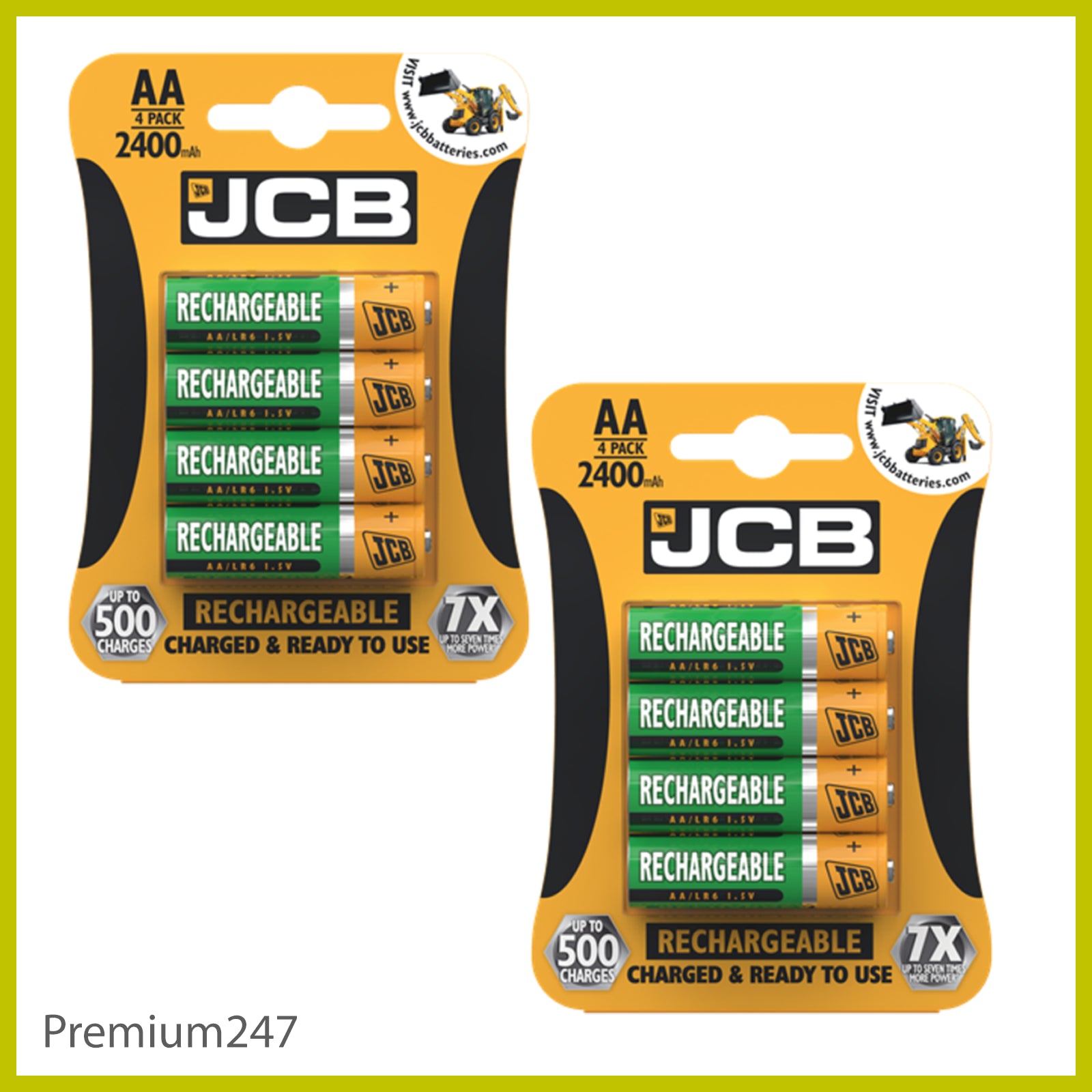 JCB Rechargeable Batteries AA AAA Nimh Pre Charged 1200 2400 900Mah NEW UK