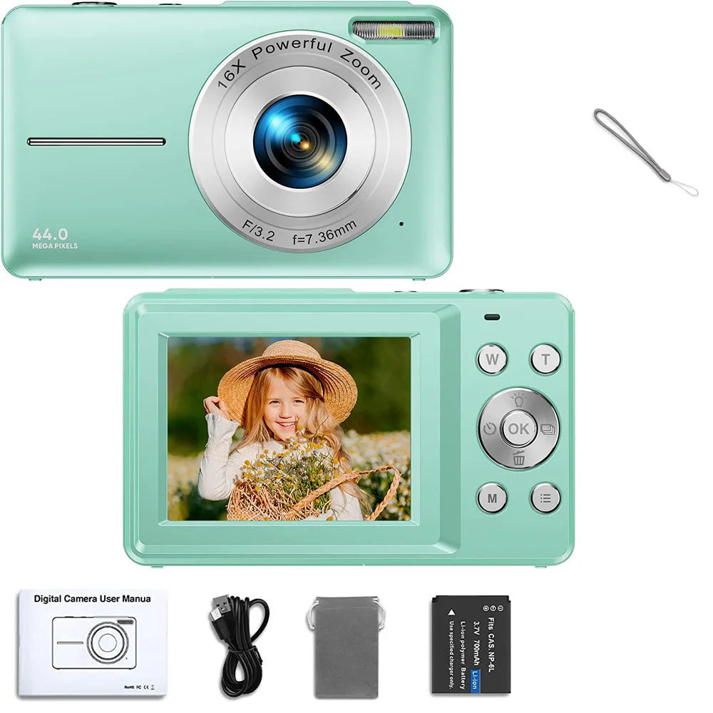 Digital Camera Children Camera for Children Camcorder with 16X Zoom Compact Cameras 1080P 44MP Cameras for Beginner Photography