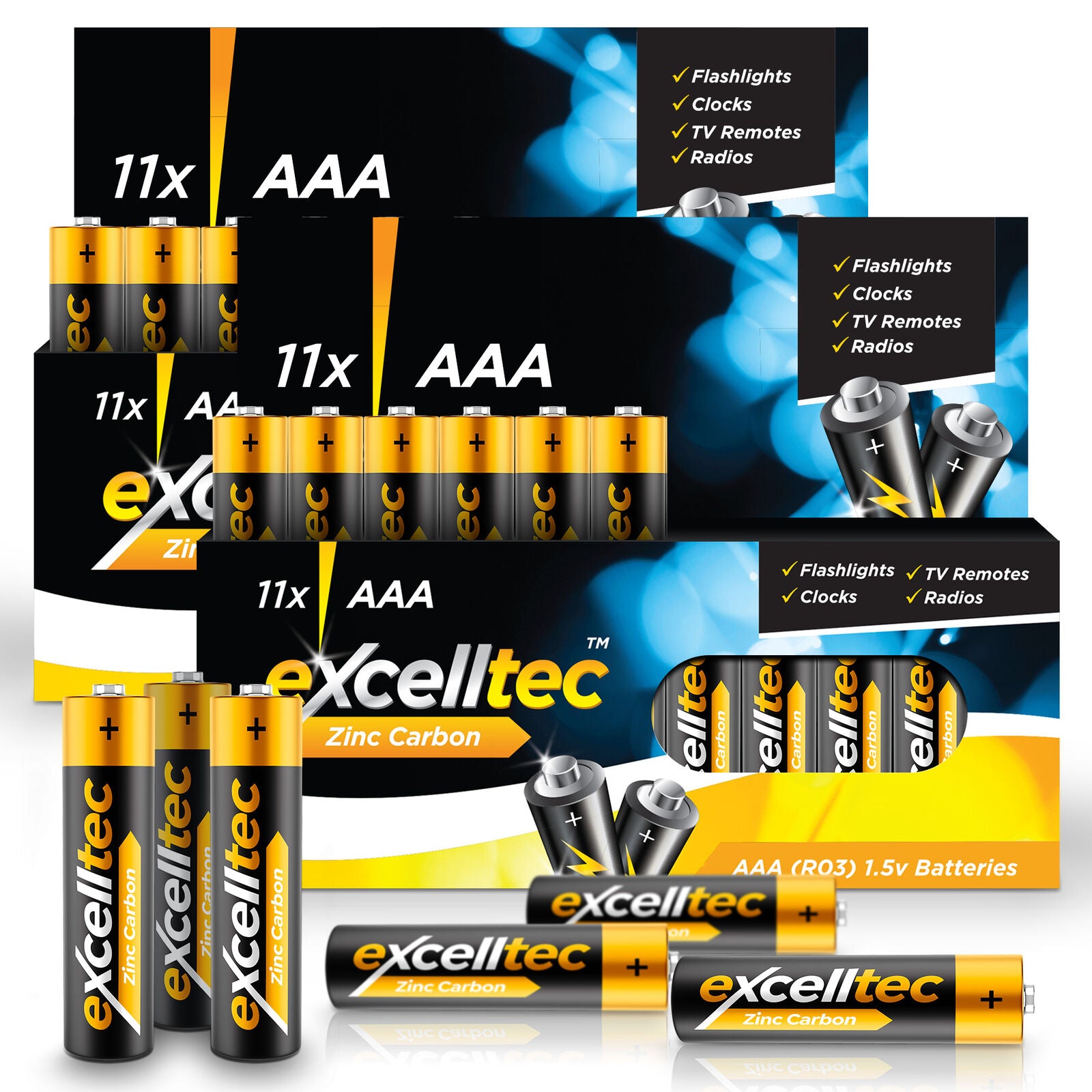 22 Excelltec AA AAA Batteries | 1000Mah 1.5V Heavy Duty Battery Long Expiry Life