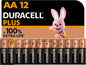 12 X Duracell AA plus Power Extra Life Alkaline Batteries LR6 MN1500 Long Exp UK