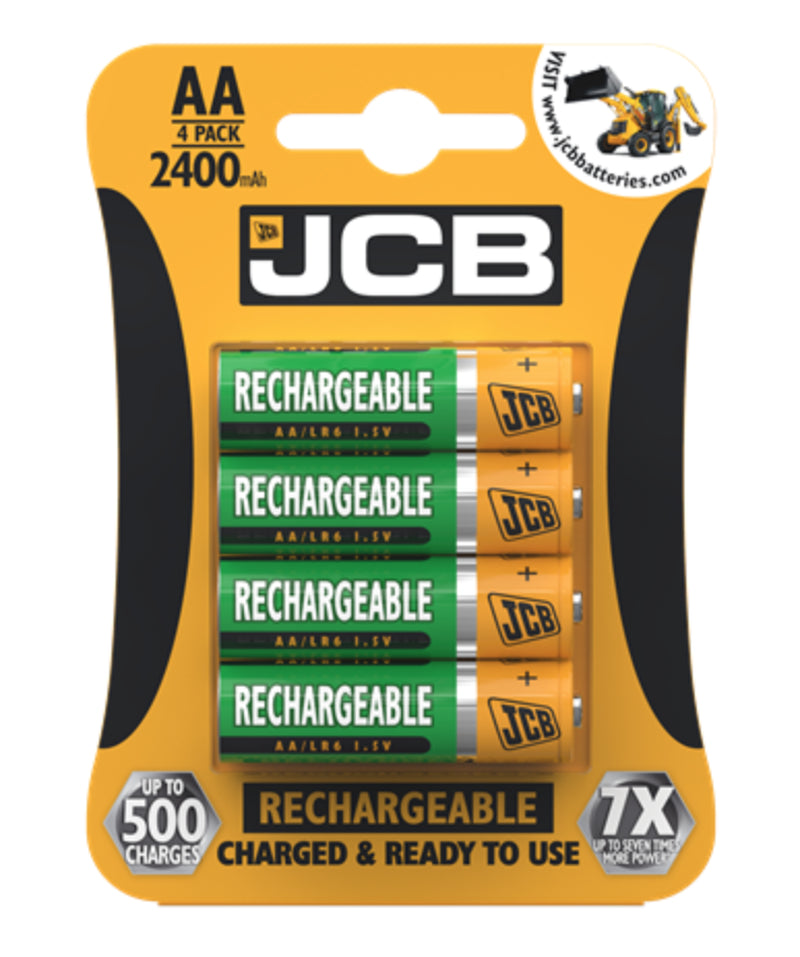 JCB Rechargeable Batteries AA AAA Nimh Pre Charged 1200 2400 900Mah NEW UK