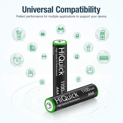 Hiquick 16 X AAA Batteries, Rechargeable 1100Mah Ni-Mh Battery High Capacity