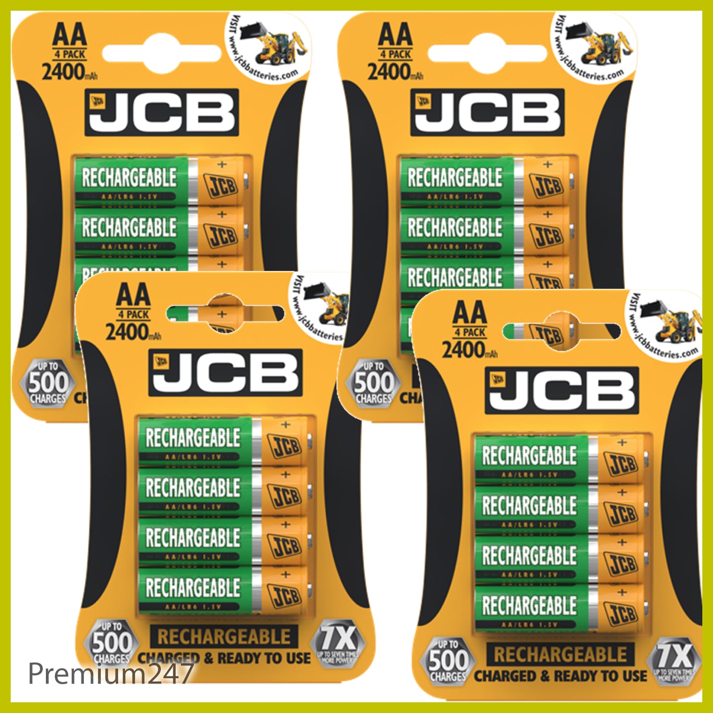 JCB Rechargeable Batteries AA AAA Nimh Pre Charged 1200 2400 900Mah NEW UK